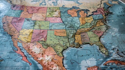 Naklejka premium Detailed usa map pinpointing key election areas for comprehensive analytical review