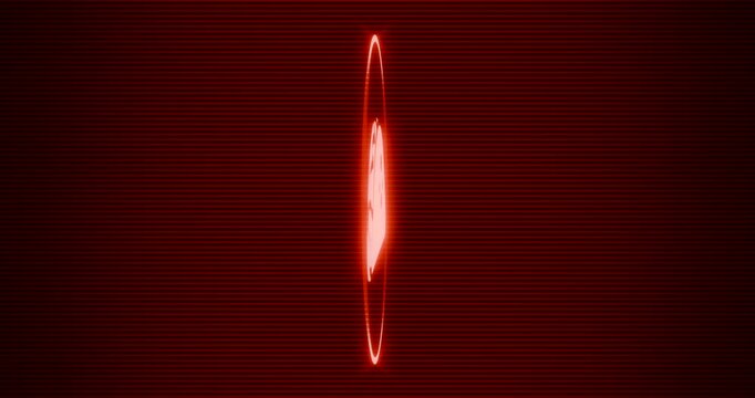 3D Rendering - Figurative self illuminated Food Mexican Taco icon in red color spinning over a line grid pattern background - Seamless loop