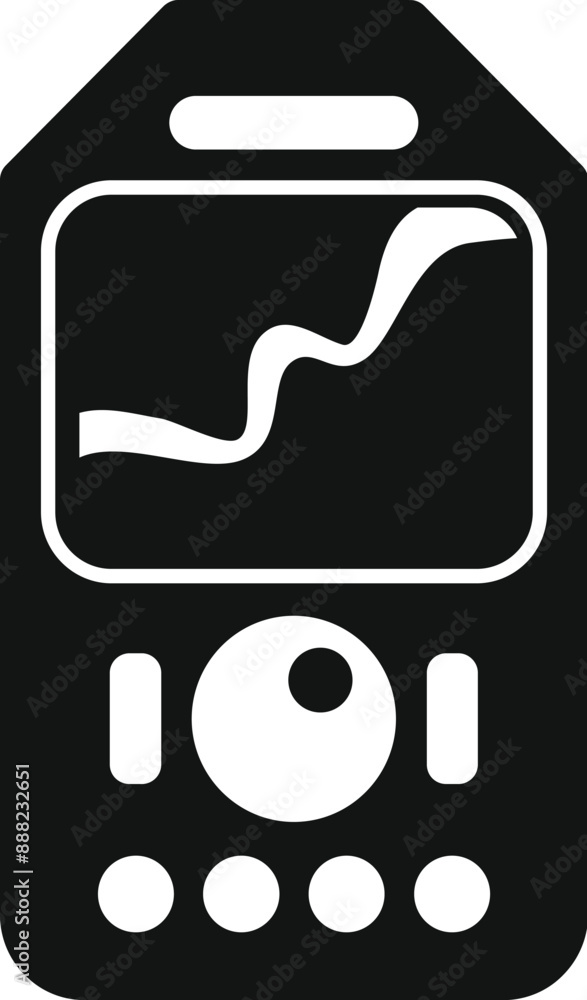 Poster echo sounder showing pulse rate icon in simple style isolated on white background
