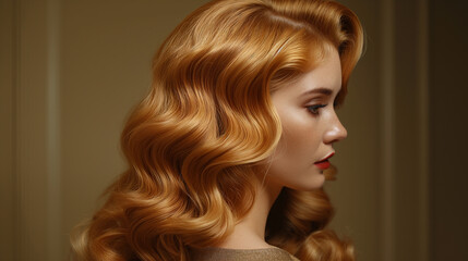 Hollywood Waves: A glamorous hairstyle with voluminous, cascading waves in a glossy, golden blonde, perfect for a red carpet event or an upscale evening gala, channeling old Hollywood charm