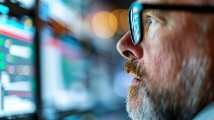 Close-up view of multiple displays with vibrant data, showcasing the advanced digital environment critical for data analysis, technological coordination, and monitoring.