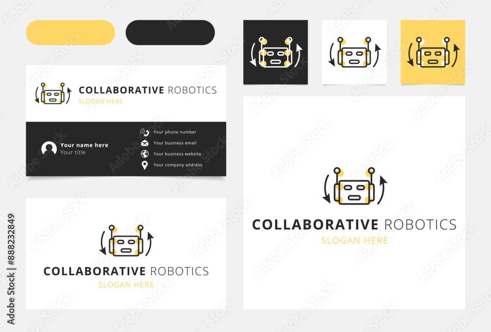 Poster collaborative robotics company logo featuring rotating robot