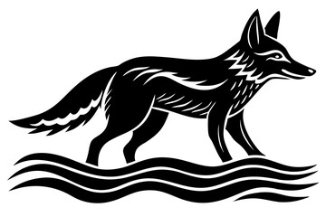 Coyote swims icon vector silhouette 