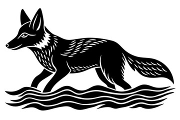 Coyote swims icon vector silhouette 