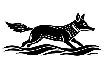 Coyote swims icon vector silhouette 