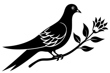 Obraz premium Dove on a branch in tree vector silhouette 