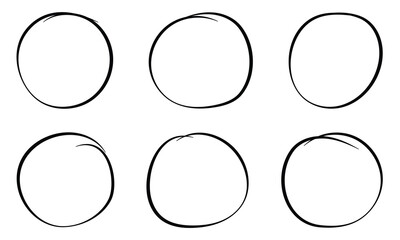 Hand drawn circle line sketch set isolated on white background. Vector circular scribble doodle round circles for message and for note mark .
