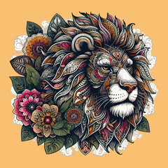 Lion head mandala style