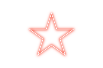 red neon star isolated. Single red star on transparent background. red star vector. red star isolated on white