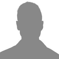 Silhouette of an adult man. Male avatar for social media. Gray silhouette isolated on white