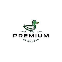 minimal modern duck logo icon vector illustration hipster stock. Animal farm or restaurant cafe in luxury line style. Goose logo design.