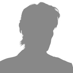 Silhouette of an adult man. Male avatar. Icon for social networks. Portrait with a tousled hairstyle. Gray silhouette isolated on white