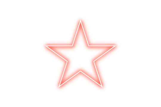 red neon star isolated. Single red star on transparent background. red star vector. red star isolated on white