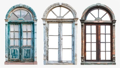 Obraz premium Vintage window frames for houses isolated on white