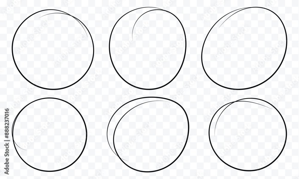 Poster hand drawn circle line sketch set isolated on white background. vector circular scribble doodle roun