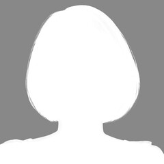 Silhouette of a grown woman. Female avatar. Icon for social networks. Gray inverted silhouette isolated on white