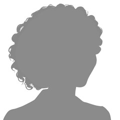 Silhouette of an adult woman. Female avatar for social networks. Gray silhouette isolated on white