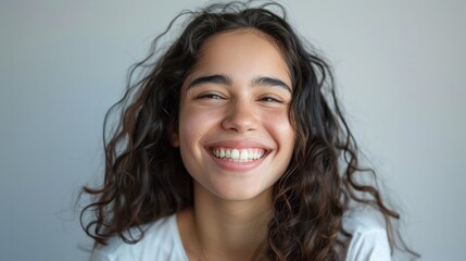Fototapeta premium Young Uruguayan woman happy and smiling isolated