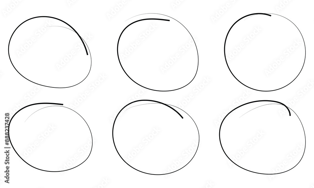 Poster continuous one line drawing of set black circles. round frame sketch and speech bubble pen outline w