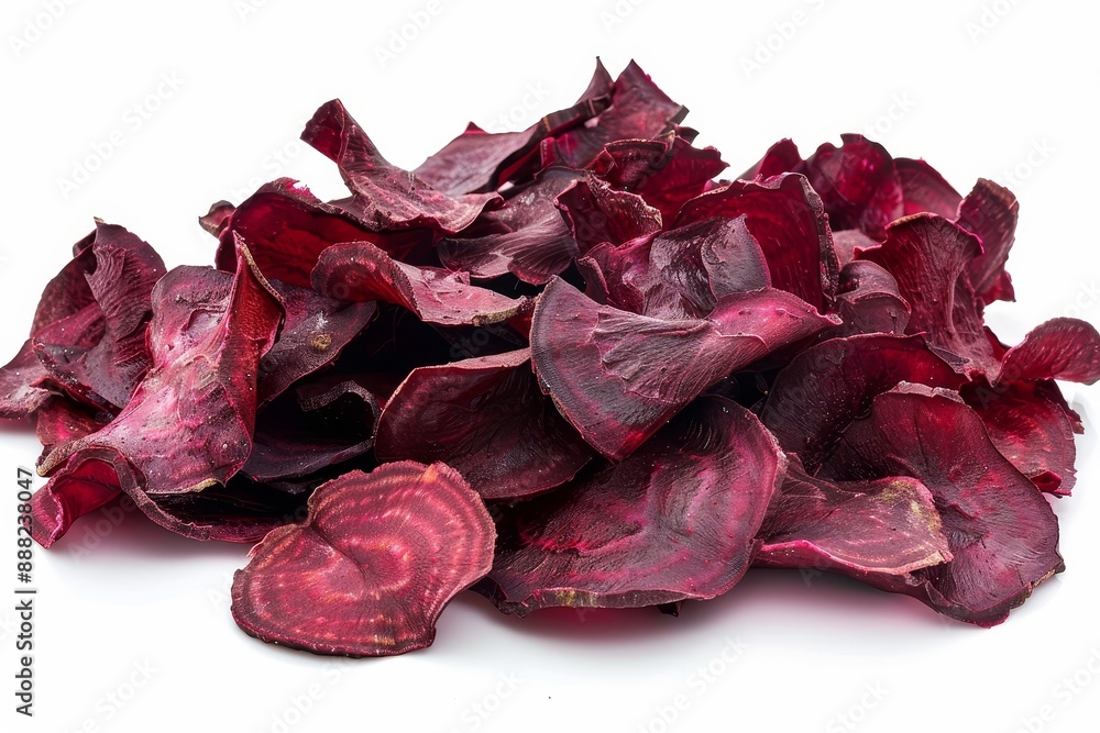 Poster healthy beet chips on white background