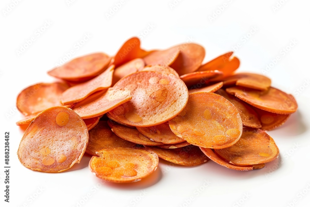 Wall mural Lentil chips against white backdrop