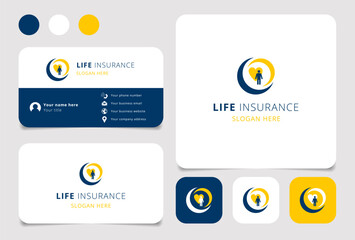 Life insurance logo concept featuring a person standing inside a heart