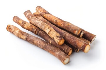 Manioc sticks isolated on a white background