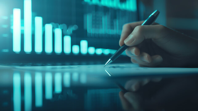 Modern financial analysis by accountants, side view, highlighting effective accounting practices, advanced tone, Monochromatic Color Scheme