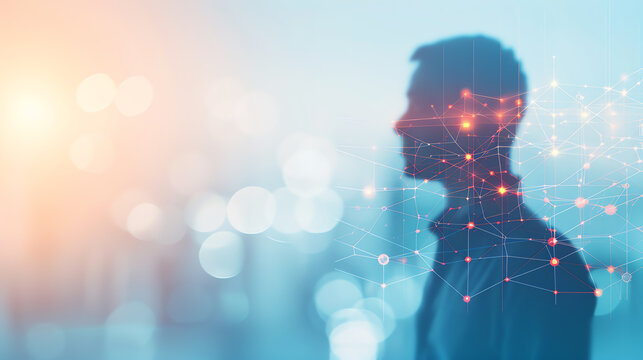 Trendy business networking events, side view, emphasizing professional connections, technology tone, Complementary Color Scheme