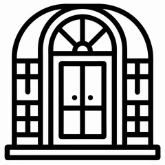 Gate line art icon, Decorative gate icon vector
