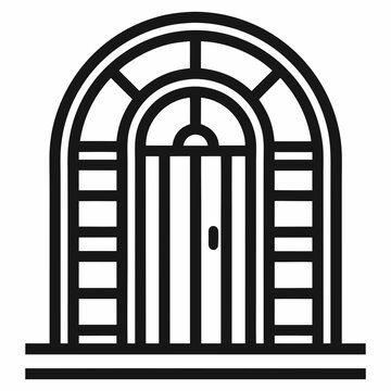 recommend clip art: Gate line art icon, Decorative gate icon vector