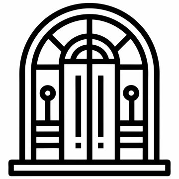 recommend clip art: Gate line art icon, Decorative gate icon vector