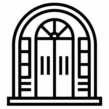 recommend clip art: Gate line art icon, Decorative gate icon vector