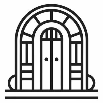 recommend clip art: Gate line art icon, Decorative gate icon vector