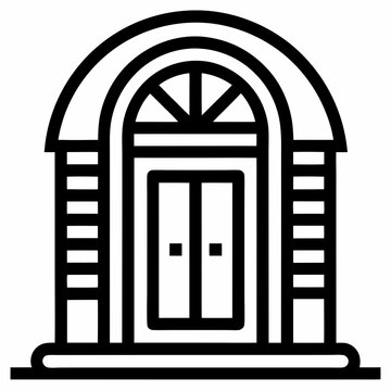recommend clip art: Gate line art icon, Decorative gate icon vector