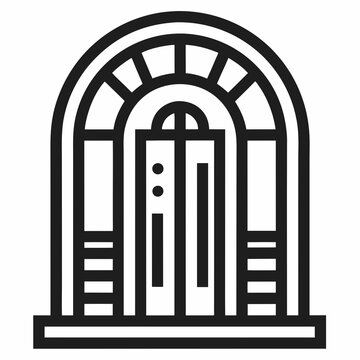 recommend clip art: Gate line art icon, Decorative gate icon vector