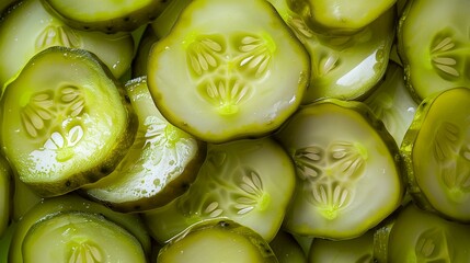 A Pile of Freshly Sliced Pickles, Perfectly Juicy and Crunchy, Ideal for Elevating Sandwiches