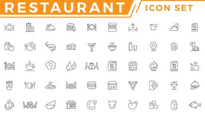 Restaurant business related and food icon set vector line icon