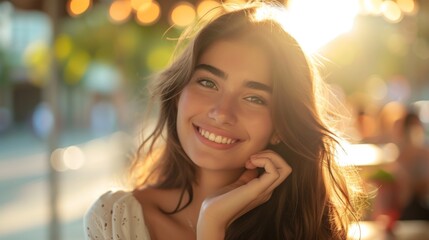 A cute woman smiling and posing for the camera