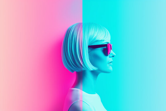 Trendy marketing campaigns by advertisers, side view, showcasing creative advertising strategies, futuristic tone, vivid