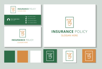 Insurance policy logo concept featuring a shield protecting a check mark