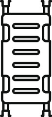 Simple line icon of an empty medical stretcher, often used for transporting injured or sick patients
