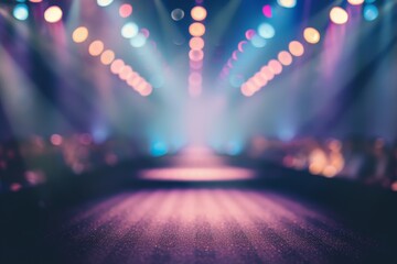 Blur background of empty runway catwalk at fashion show