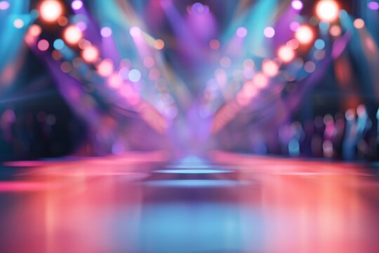 Blur background of empty fashion runway catwalk