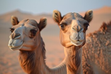 Obraz premium Camels in Dubai s desert