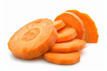 Carrot sliced on white background with clipping path