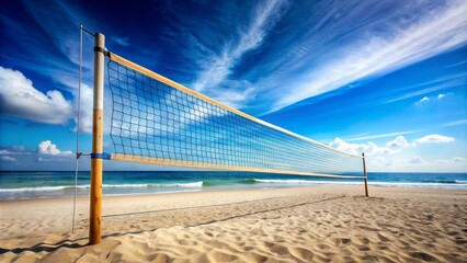 Beach Volleyball Net Under Blue Sky, ocean, volleyball, sports, summer