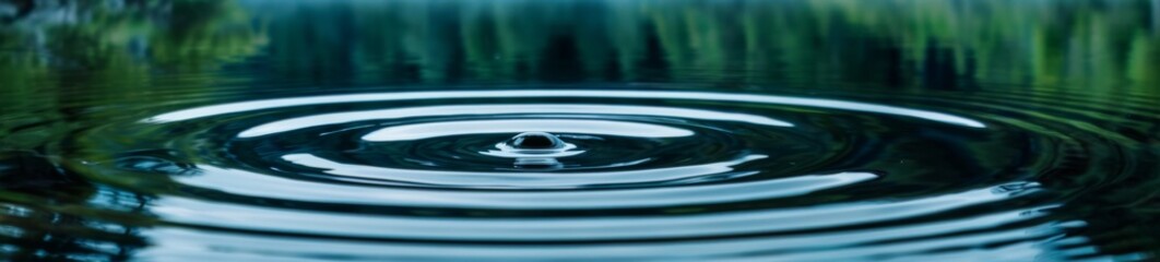 Tranquil Ripple of a Water Droplet in a Pristine Lake: Symbolizing the Water Cycle and the Importance of Protecting This Precious Resource