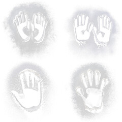 Pacl x 4 Footprints on White Dust: Talcum Powder, Flour, Sand - High-Resolution Stock Images