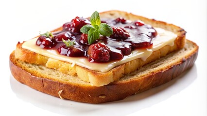 Close-up of Toasted Bread with Butter and Cherry Jam, Food Photography, Breakfast, Dessert, Delicious, bread, jam